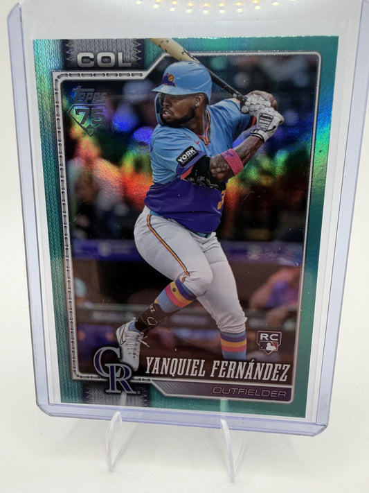 2026 Topps Yanquiel Fernández Card Green  Foil Colorado Rockies #116