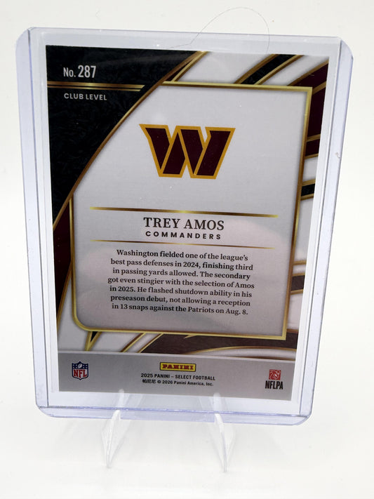 2025 Panini Select Trey Amos Card Washington Commanders #287