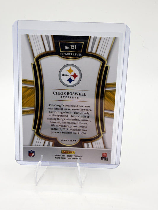 2025 Panini Select Chris Boswell Card Black and Gold Prizm Shock  Steelers #151