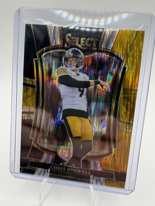 2025 Panini Select Chris Boswell Card Black and Gold Prizm Shock  Steelers #151