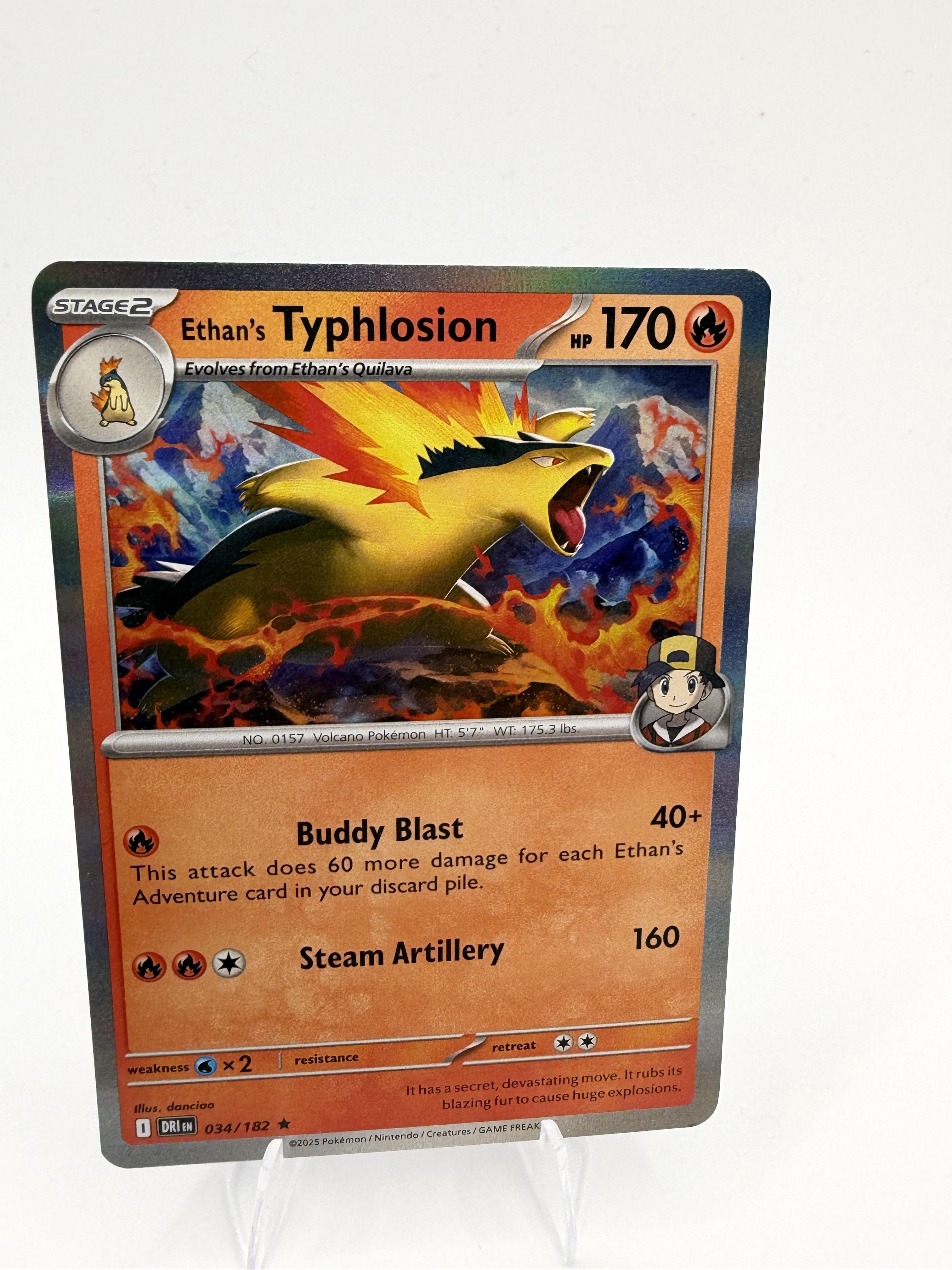 Ethan's Typhlosion 034/182 Holo Rare Destined Rivals DRI Pokemon 2025 NM