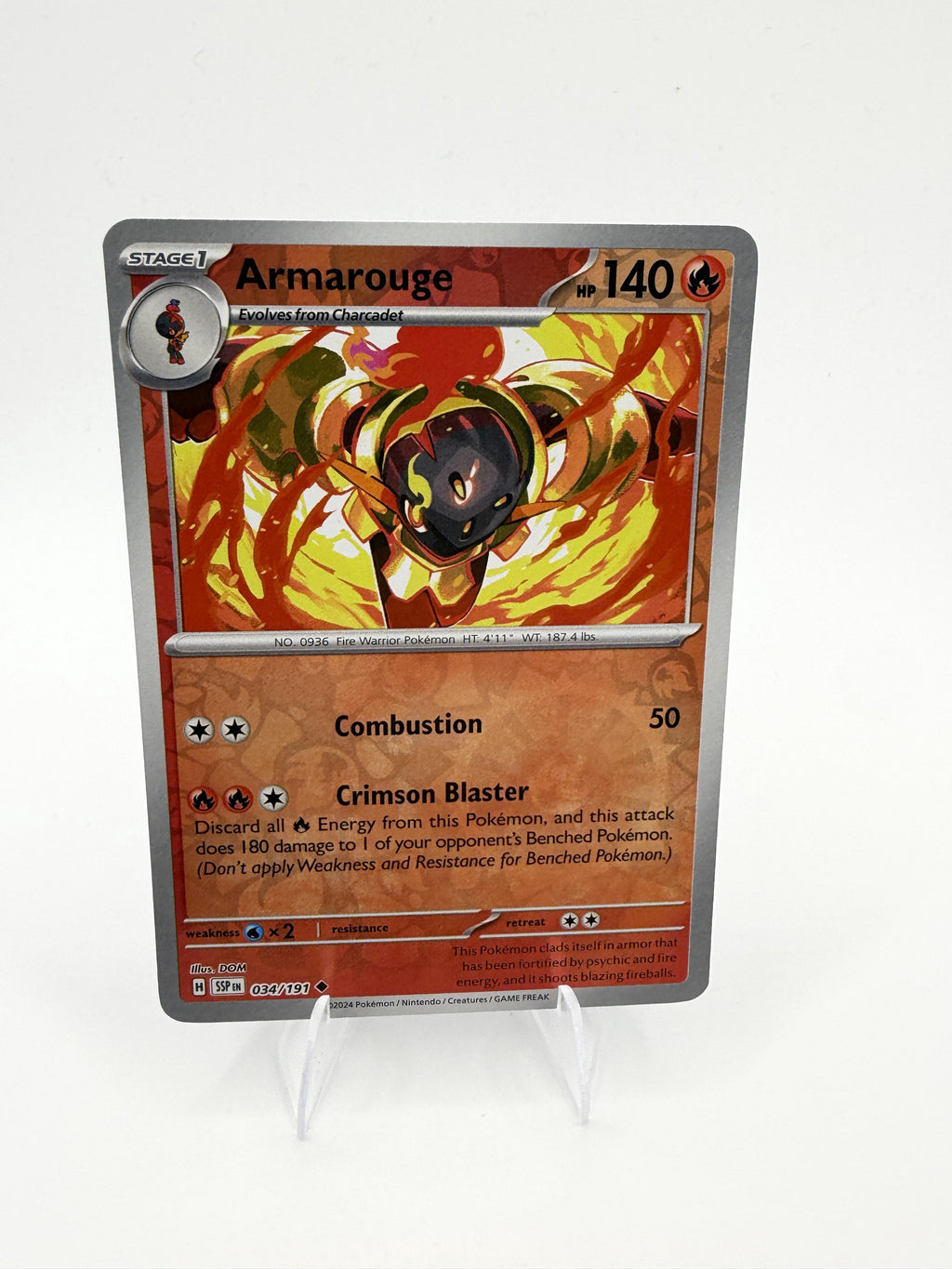 Armarouge 034/191 Reverse Holo Surging Sparks SSP Pokemon 2024 NM