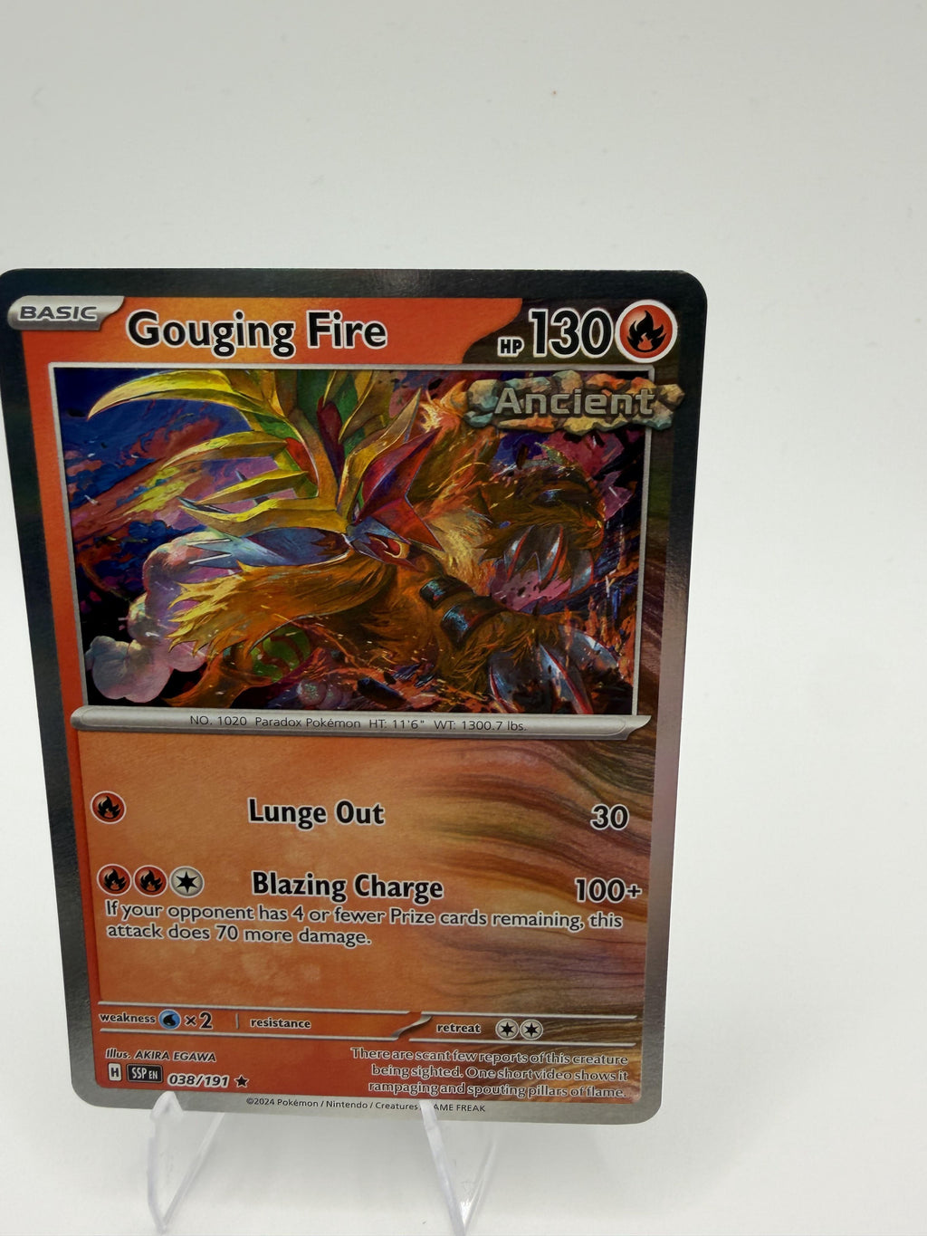 Pokemon Surging Sparks Gouging Fire Card Rare,Reverse Holo #038/191