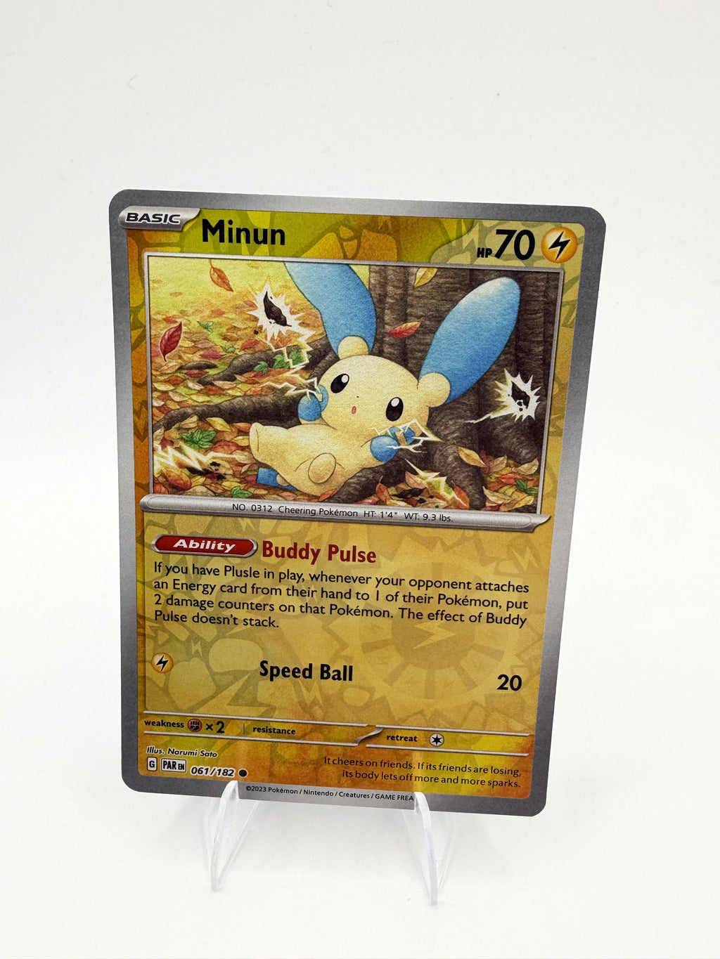 Minun 061/182 Reverse Holo Paradox Rift Pokemon 2023 NM