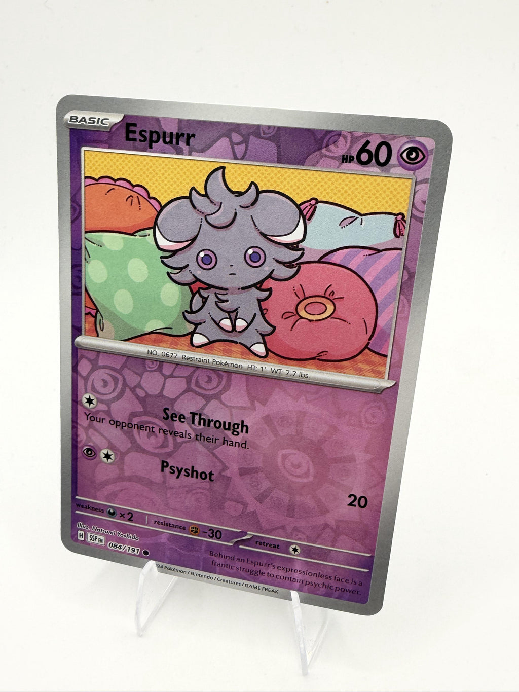 Espurr 084/191 Reverse Holo Surging Sparks SSP Pokemon 2024 NM