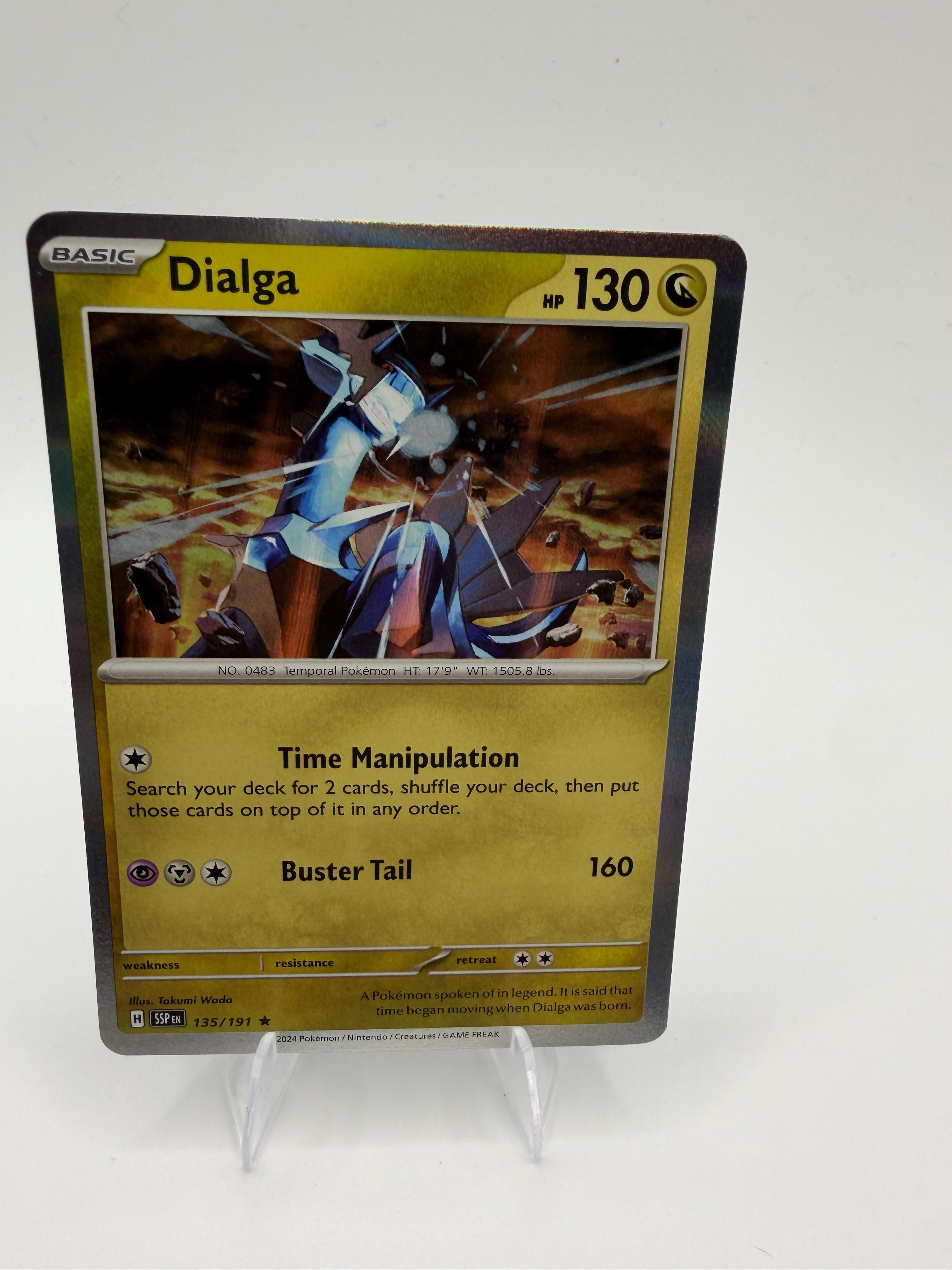 2024 Pokemon Dialga 135/191 Surging Sparks Reverse Holo Rare TCG NM