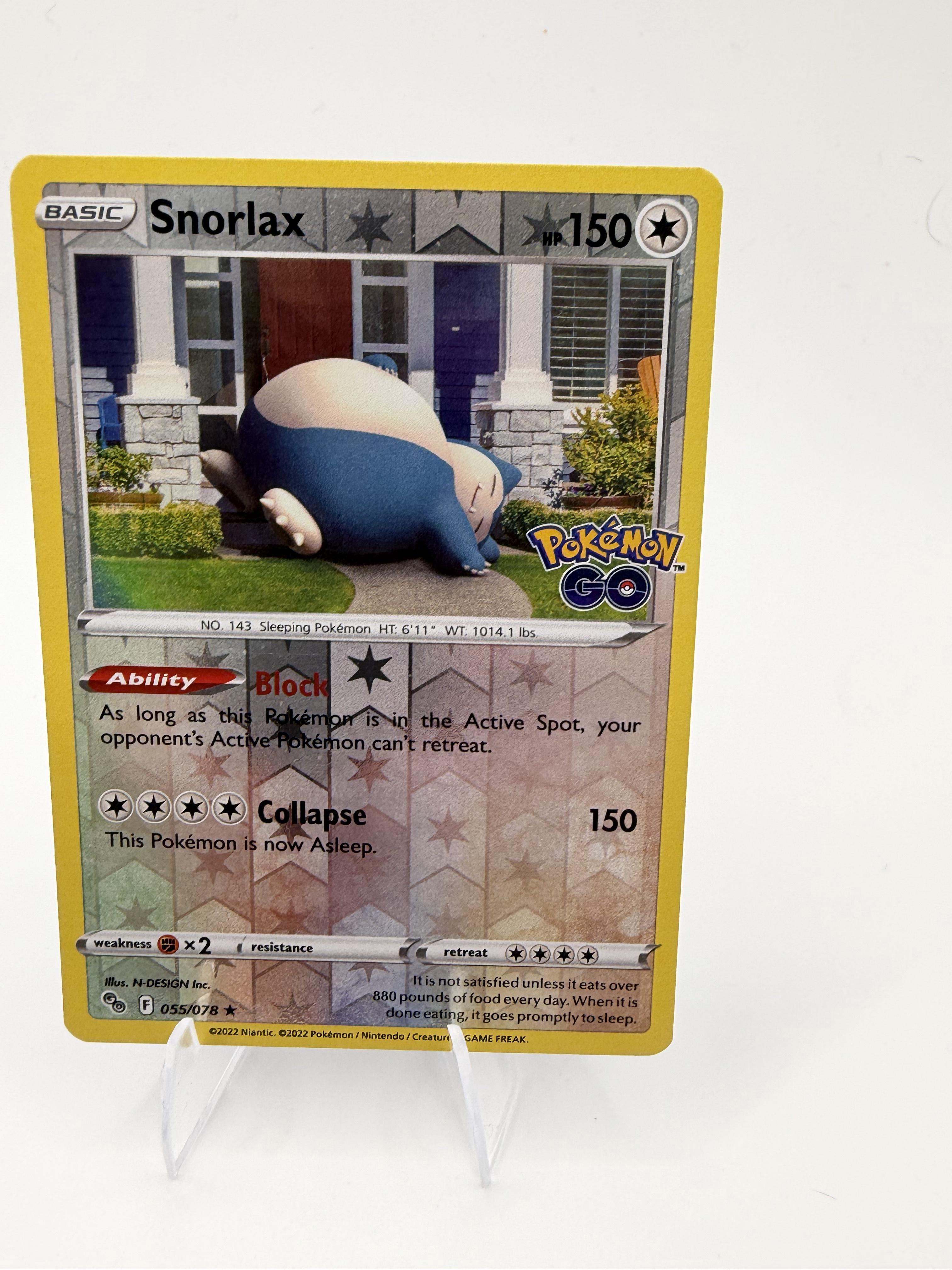 2022 Pokemon Snorlax 055/078 Pokemon GO Reverse Holo Rare TCG NM