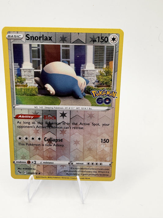 2022 Pokemon Snorlax 055/078 Pokemon GO Reverse Holo Rare TCG NM