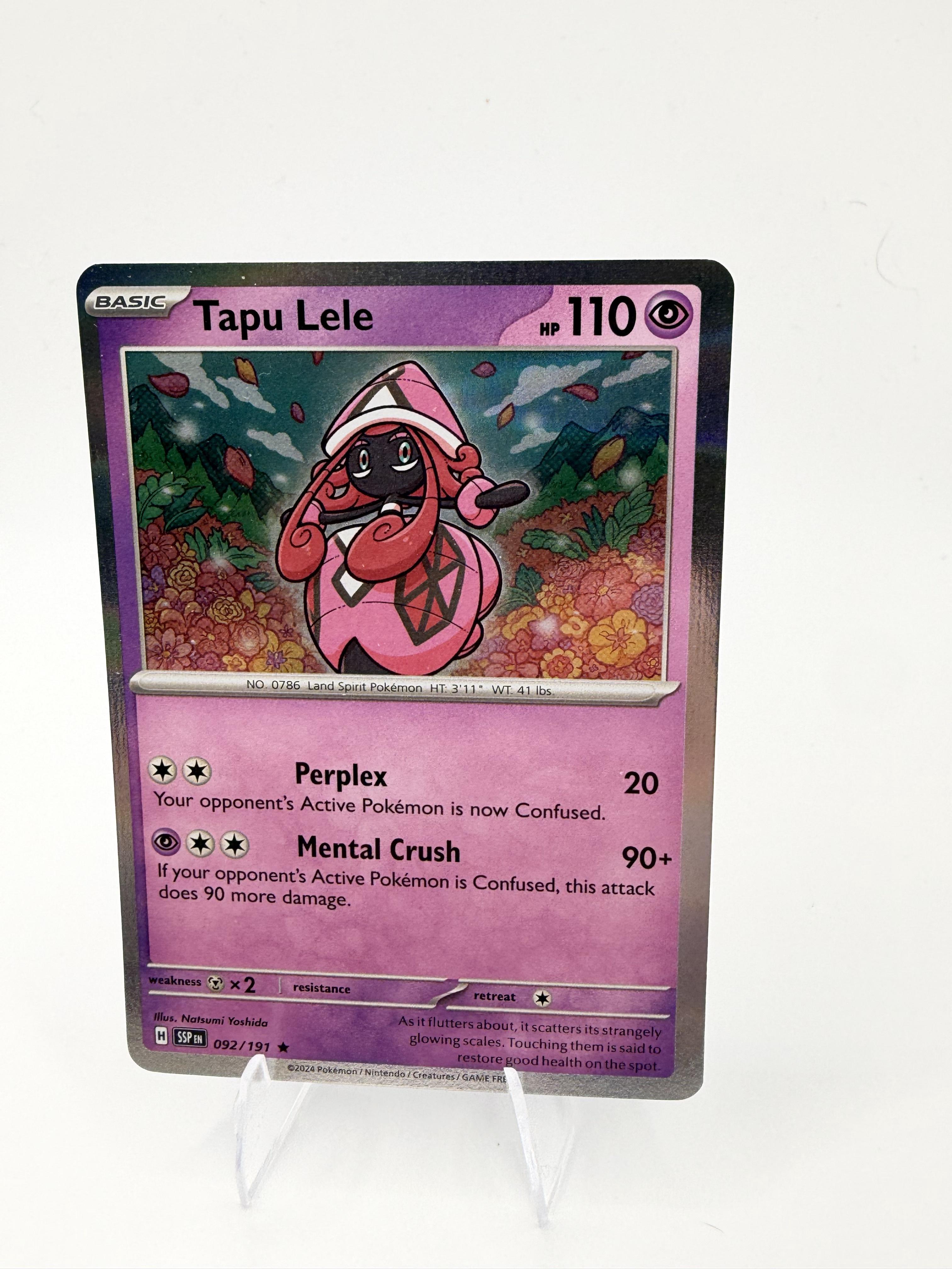 2024 Pokemon Tapu Lele 092/191 Surging Sparks Reverse Holo Rare TCG NM