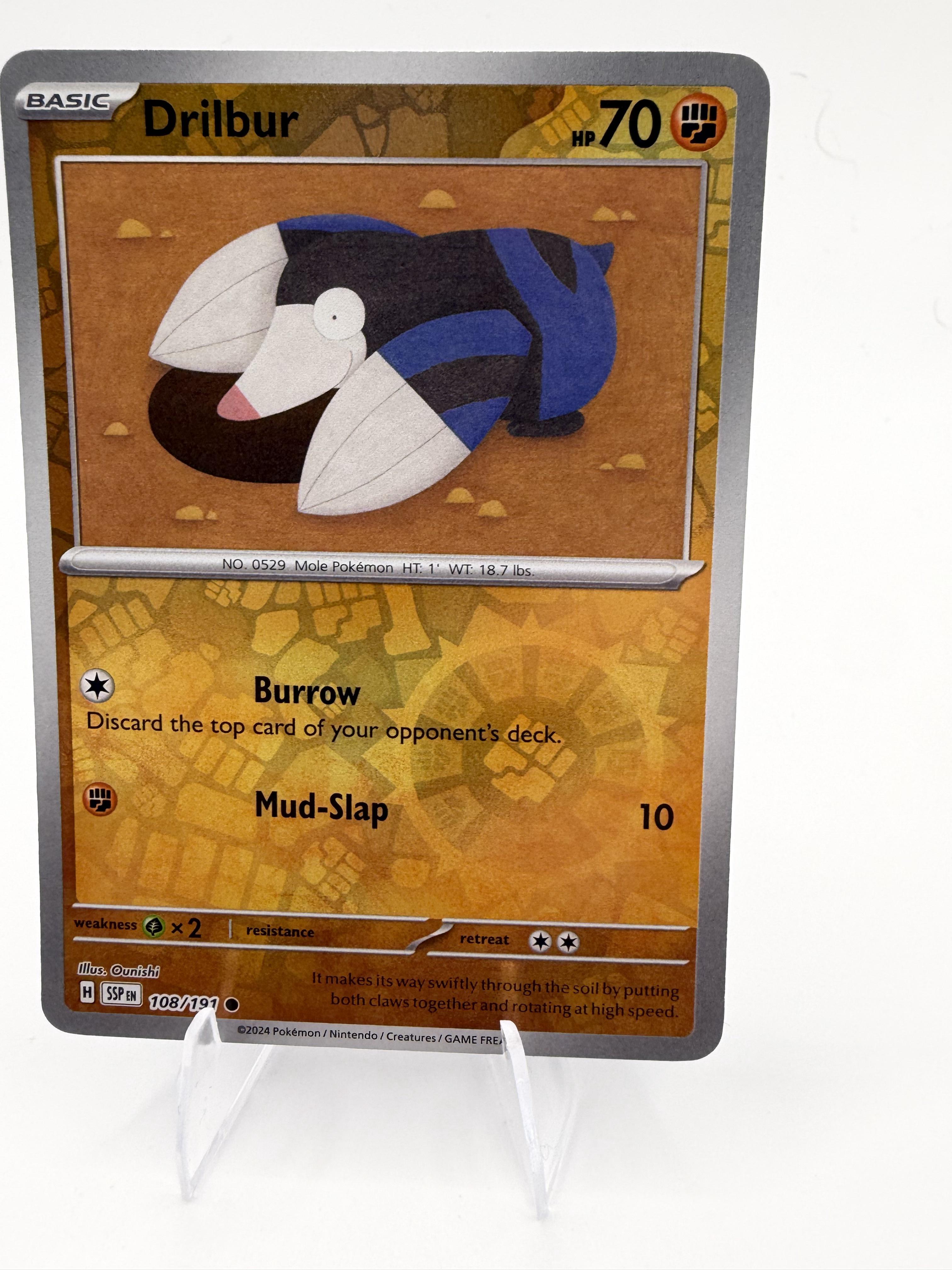 2024 Pokemon Drilbur 108/191 Surging Sparks Reverse Holo Common TCG NM