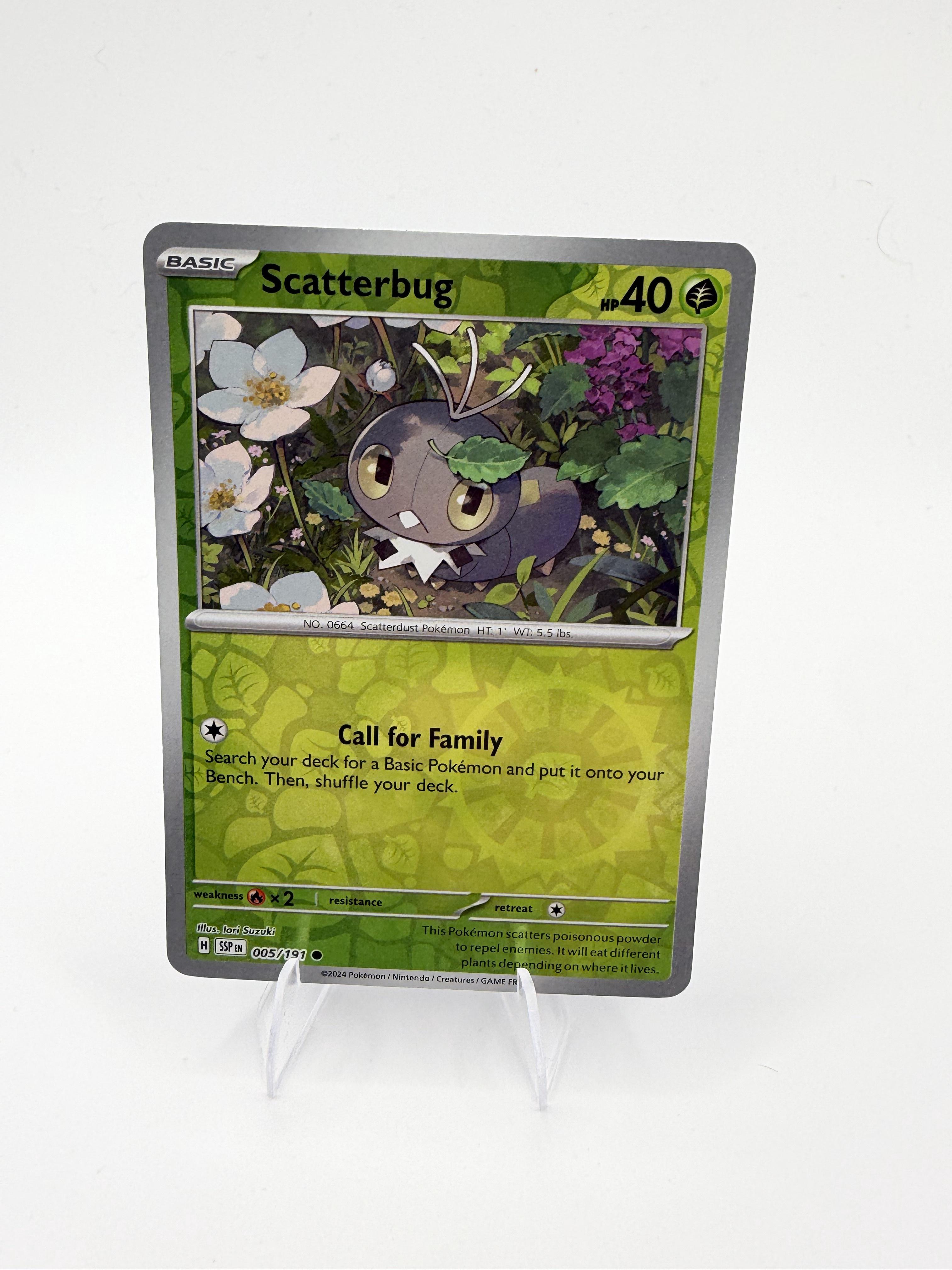 2024 Pokemon Scatterbug 005/191 Surging Sparks Reverse Holo Common TCG NM