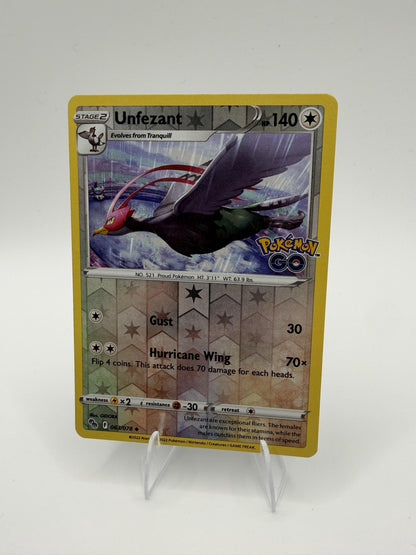 2022 Pokemon Unfezant 063/078 Pokemon GO Reverse Holo Uncommon TCG