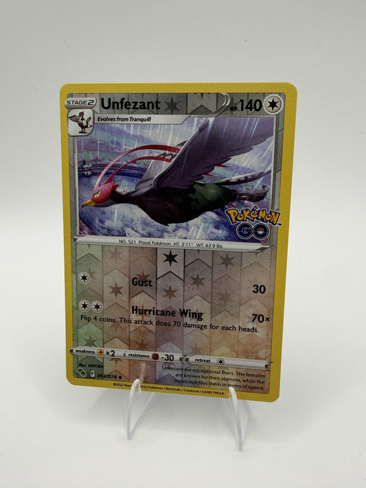 2022 Pokemon Unfezant 063/078 Pokemon GO Reverse Holo Uncommon TCG