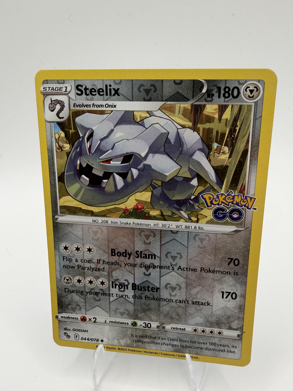 2022 Pokemon Steelix 044/078 Pokemon GO Reverse Holo Uncommon TCG NM
