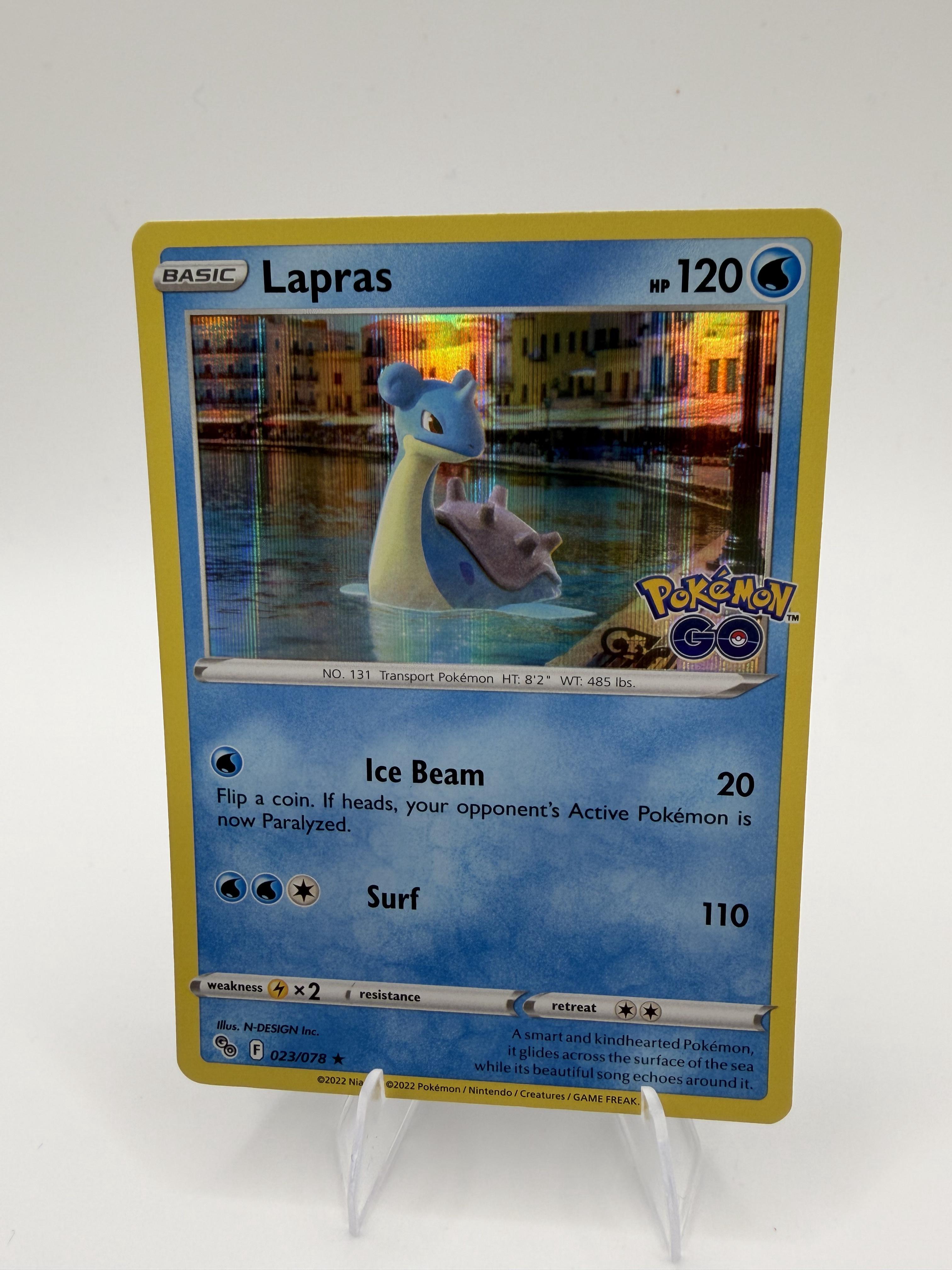 Pokemon GO Lapras Card Holo Rare,Reverse Holo #023/078