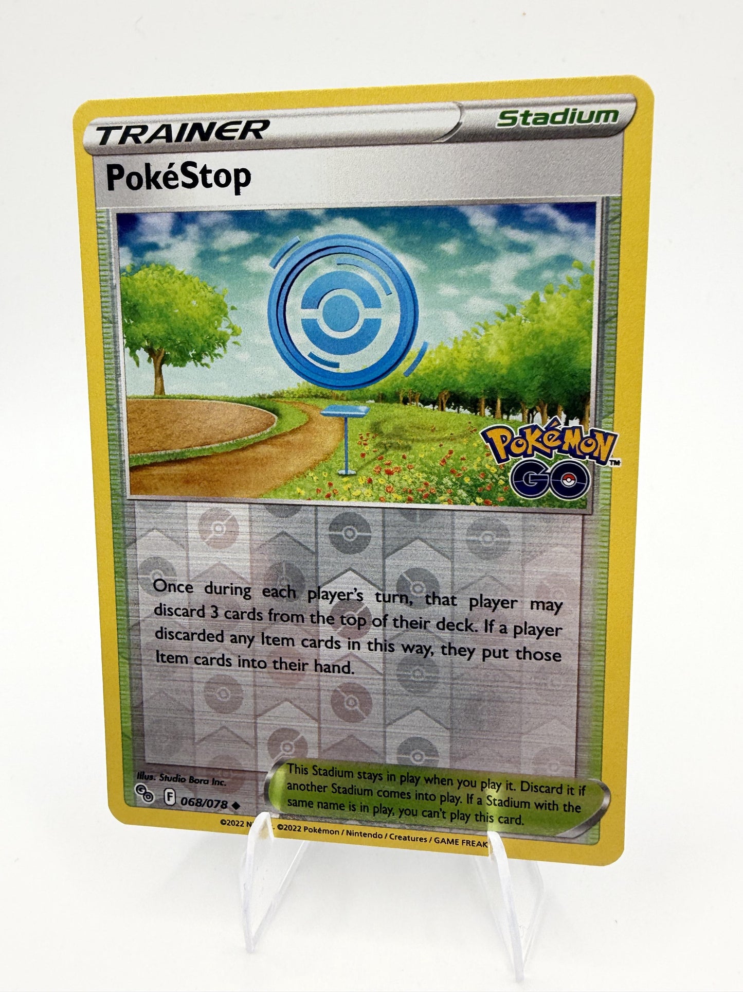 2022 Pokemon PokeStop 068/078 Pokemon GO Reverse Holo Stadium Trainer NM
