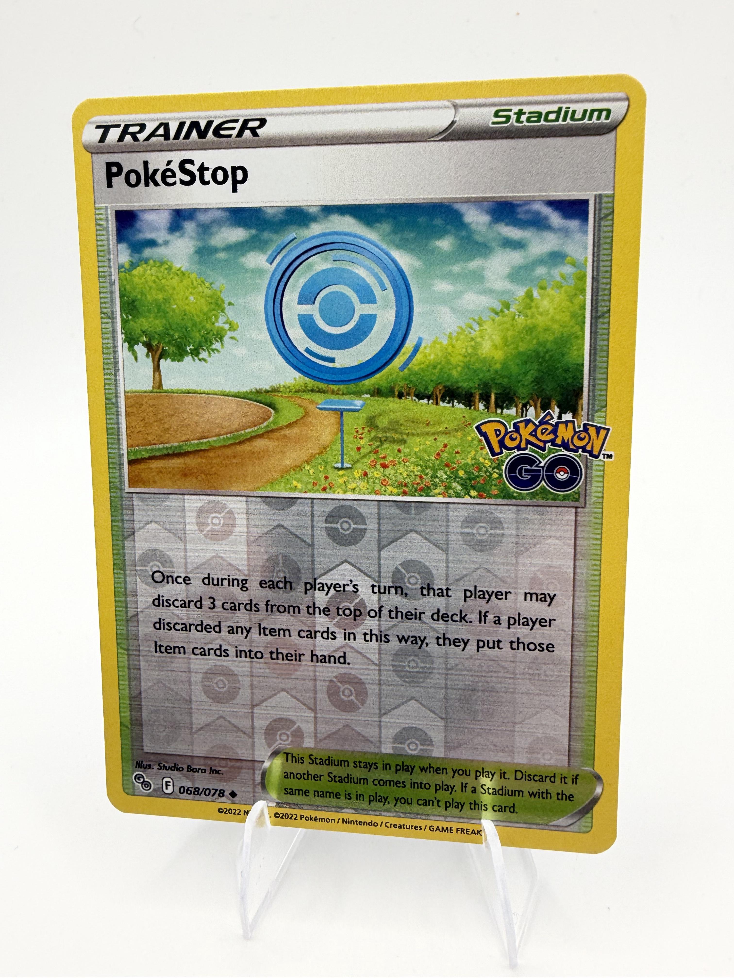 2022 Pokemon PokeStop 068/078 Pokemon GO Reverse Holo Stadium Trainer NM