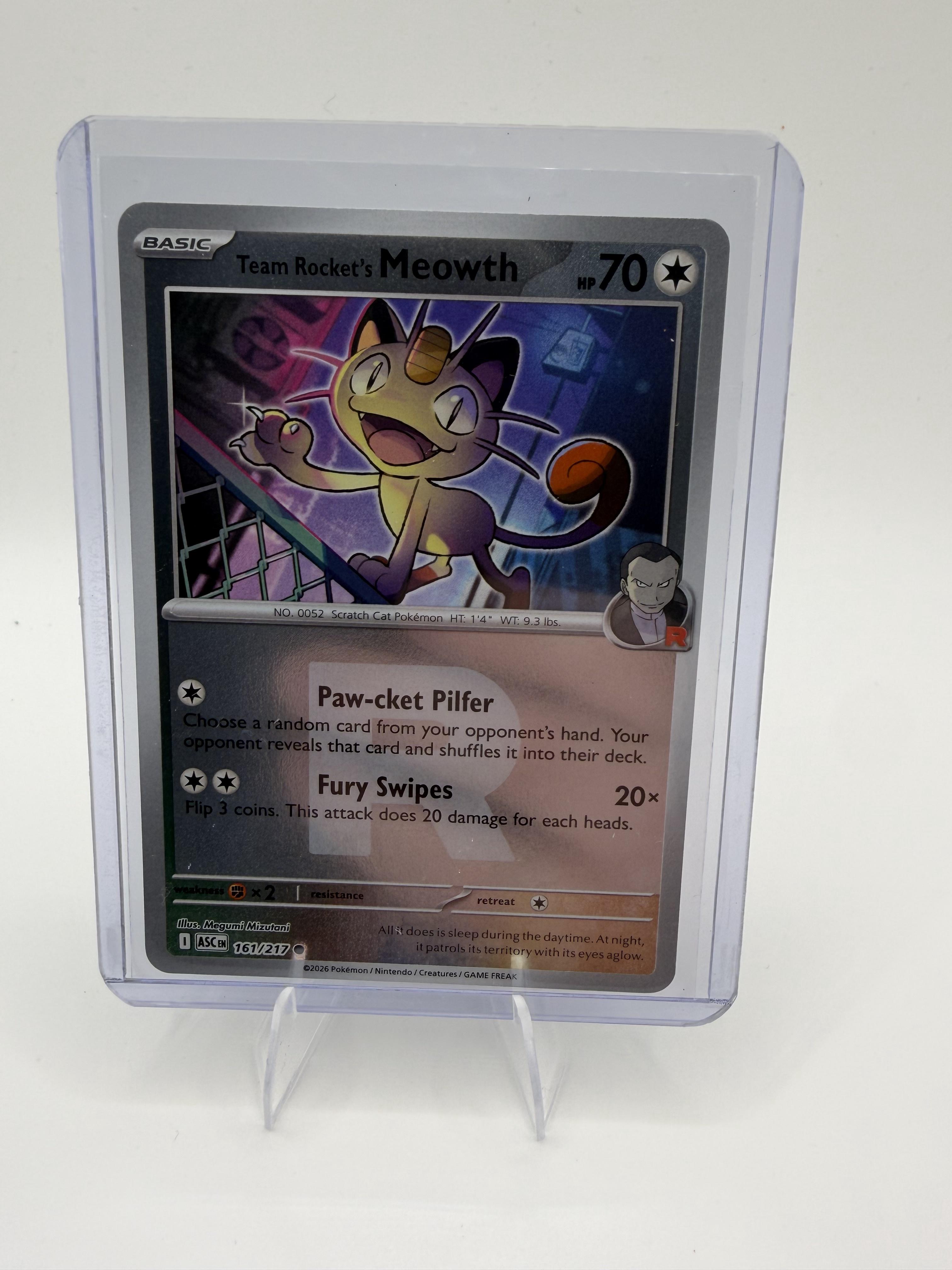 Team Rocket's Meowth 161/217 - Ascended Heroes - Reverse Holo - Pokemon - NM