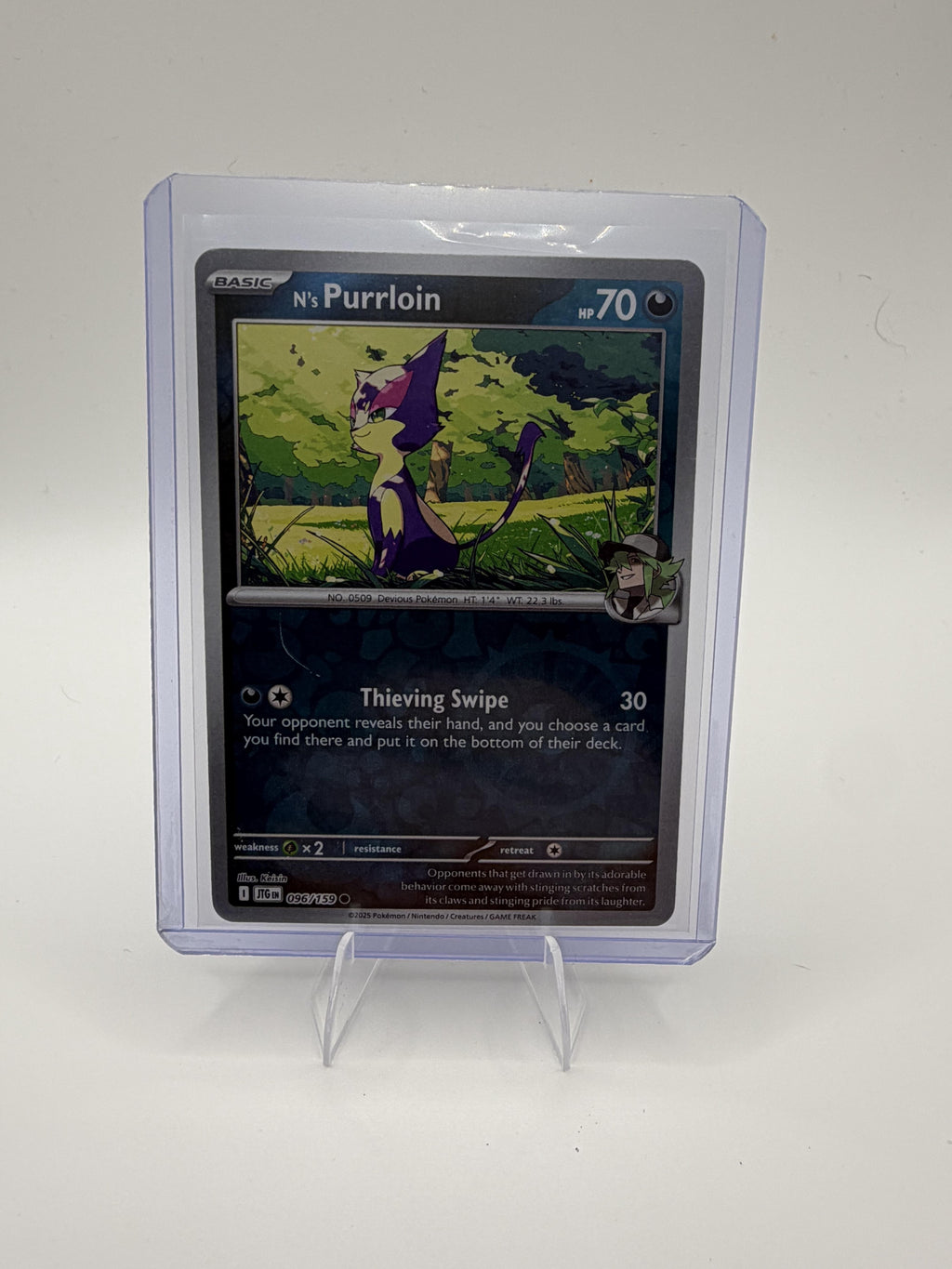 SV09: Journey Together N's Purrloin Card Common,Reverse Holo #096/159