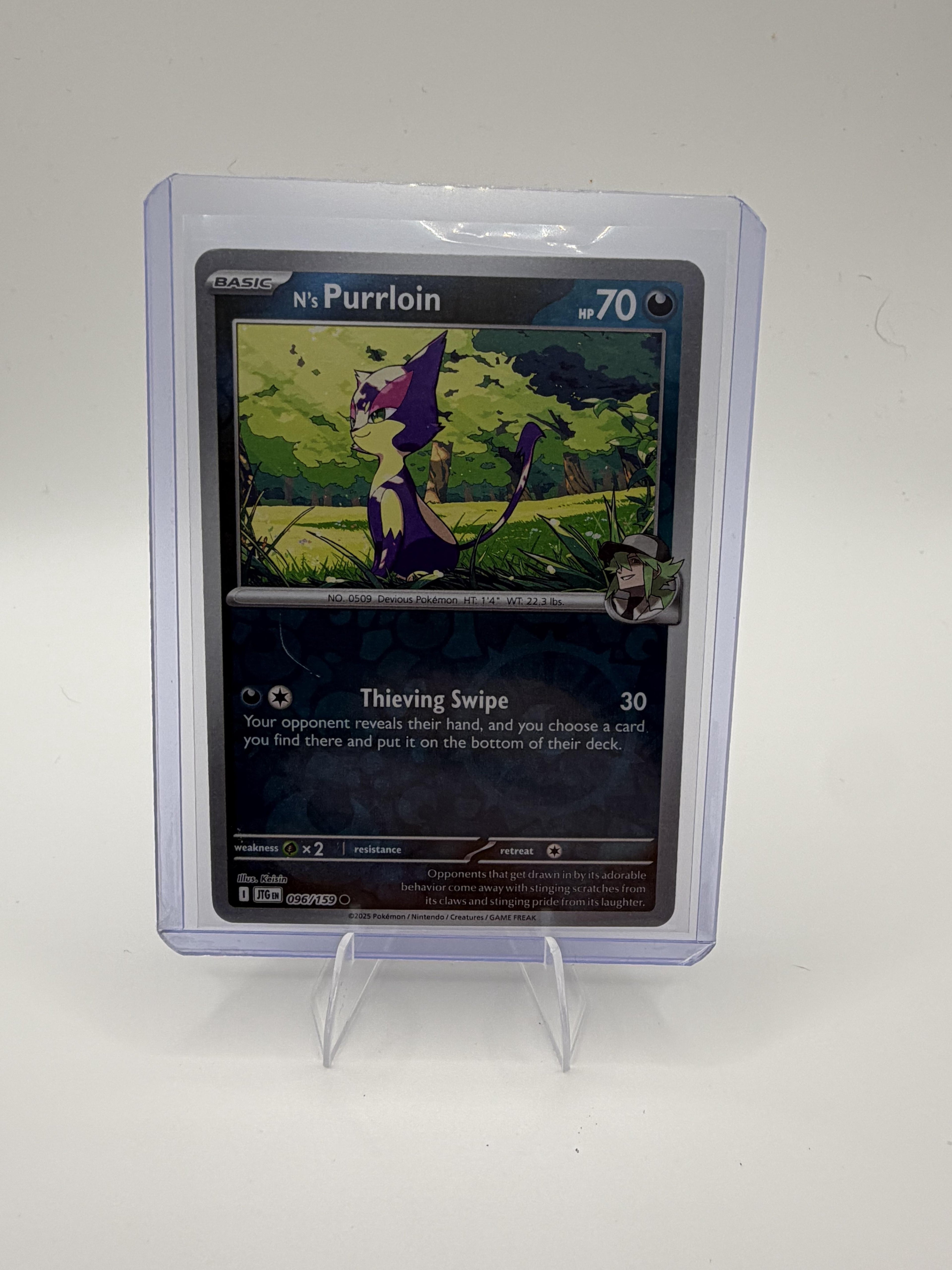 SV09: Journey Together N's Purrloin Card Common,Reverse Holo #096/159