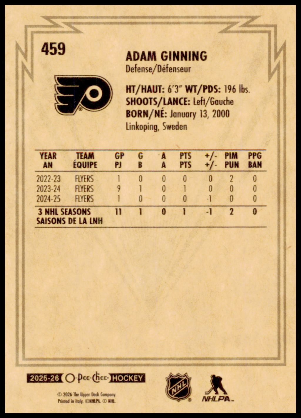 2025-26 O-Pee-Chee #459 Adam Ginning Retro