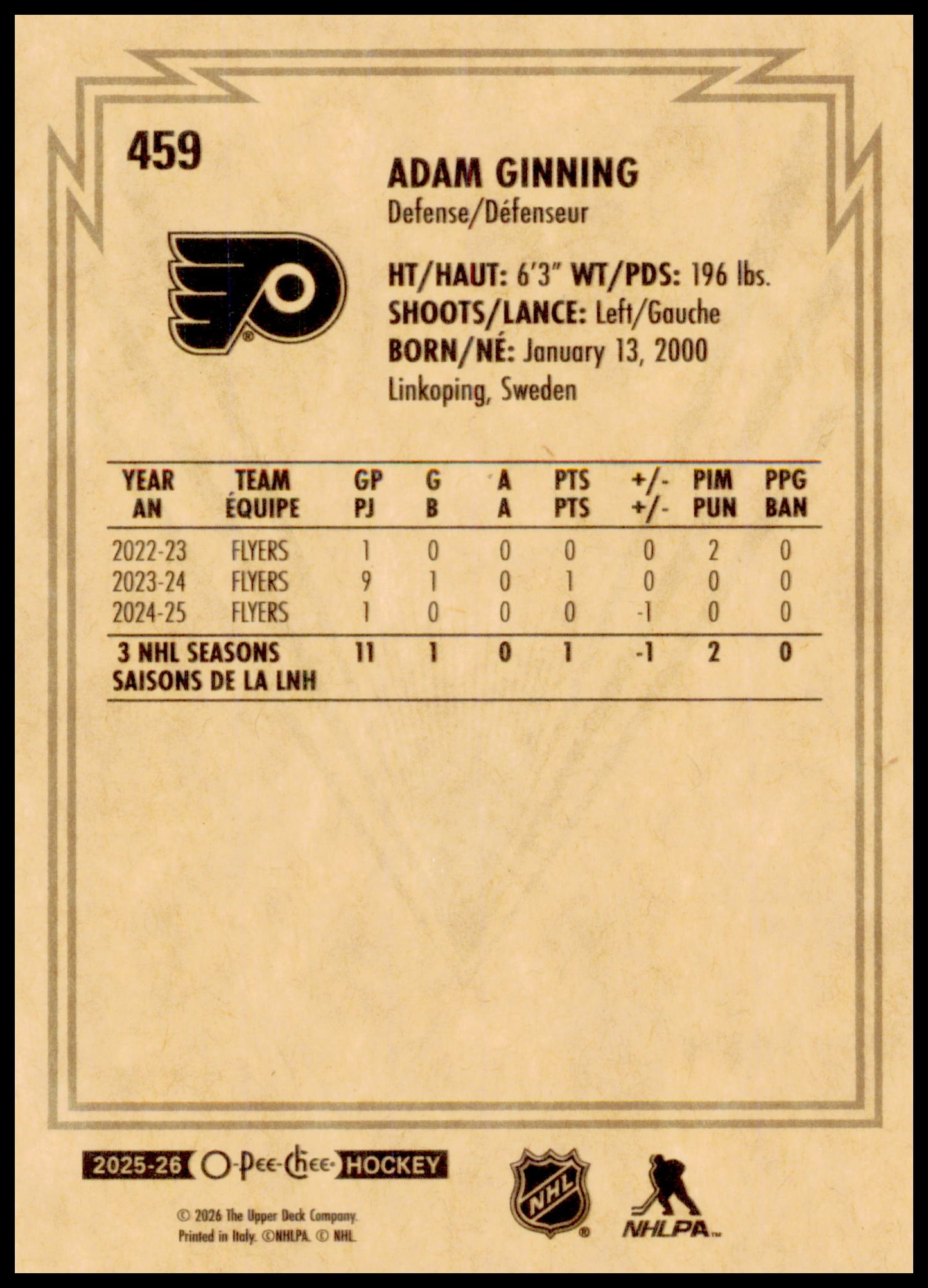 2025-26 O-Pee-Chee #459 Adam Ginning Retro