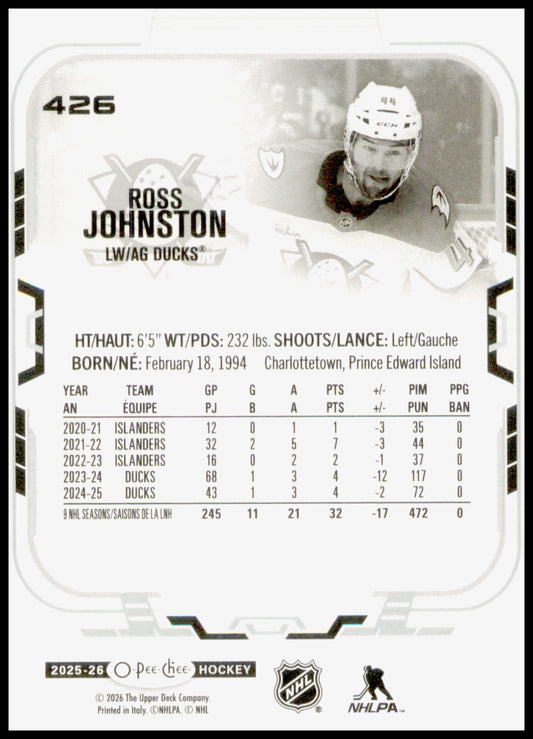 2025-26 O-Pee-Chee #426 Ross Johnston
