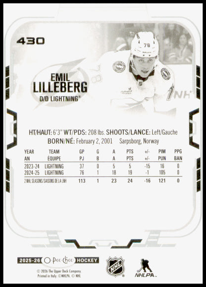 2025-26 O-Pee-Chee #430 Emil Lilleberg