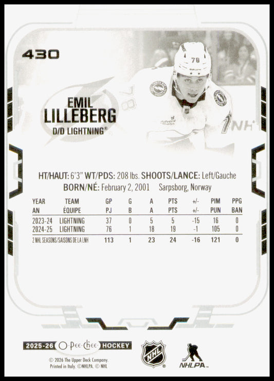 2025-26 O-Pee-Chee #430 Emil Lilleberg