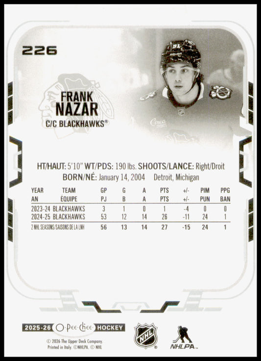 2025-26 O-Pee-Chee #226 Frank Nazar