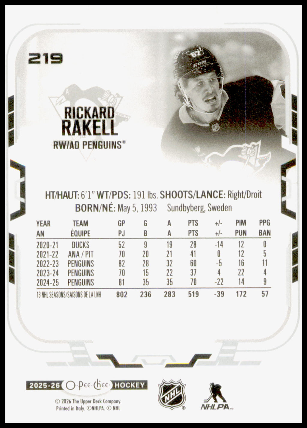 2025-26 O-Pee-Chee #219 Rickard Rakell