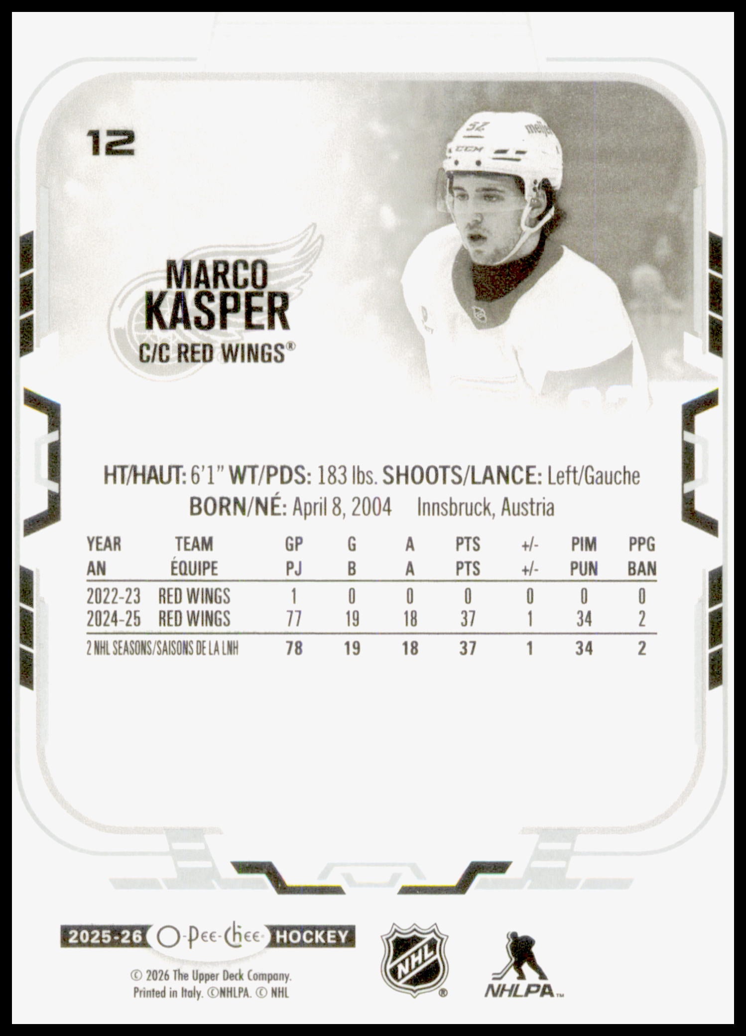 2025-26 O-Pee-Chee #12 Marco Kasper