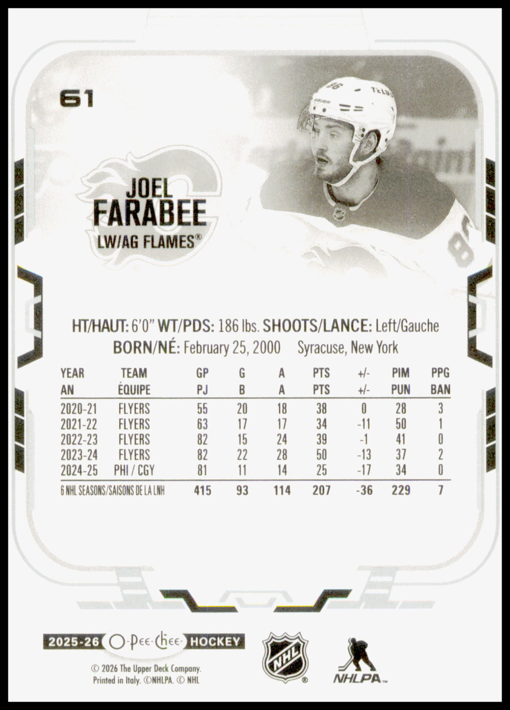 2025-26 O-Pee-Chee #61 Joel Farabee