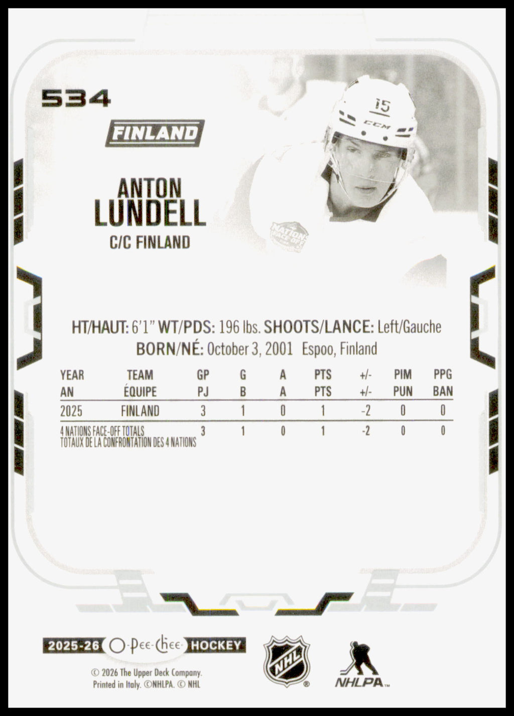 2025-26 O-Pee-Chee #534 Anton Lundell