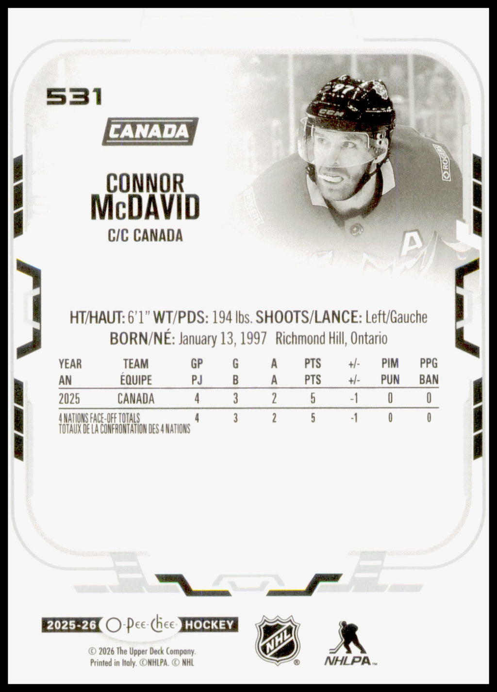 2025-26 O-Pee-Chee #531 Connor McDavid
