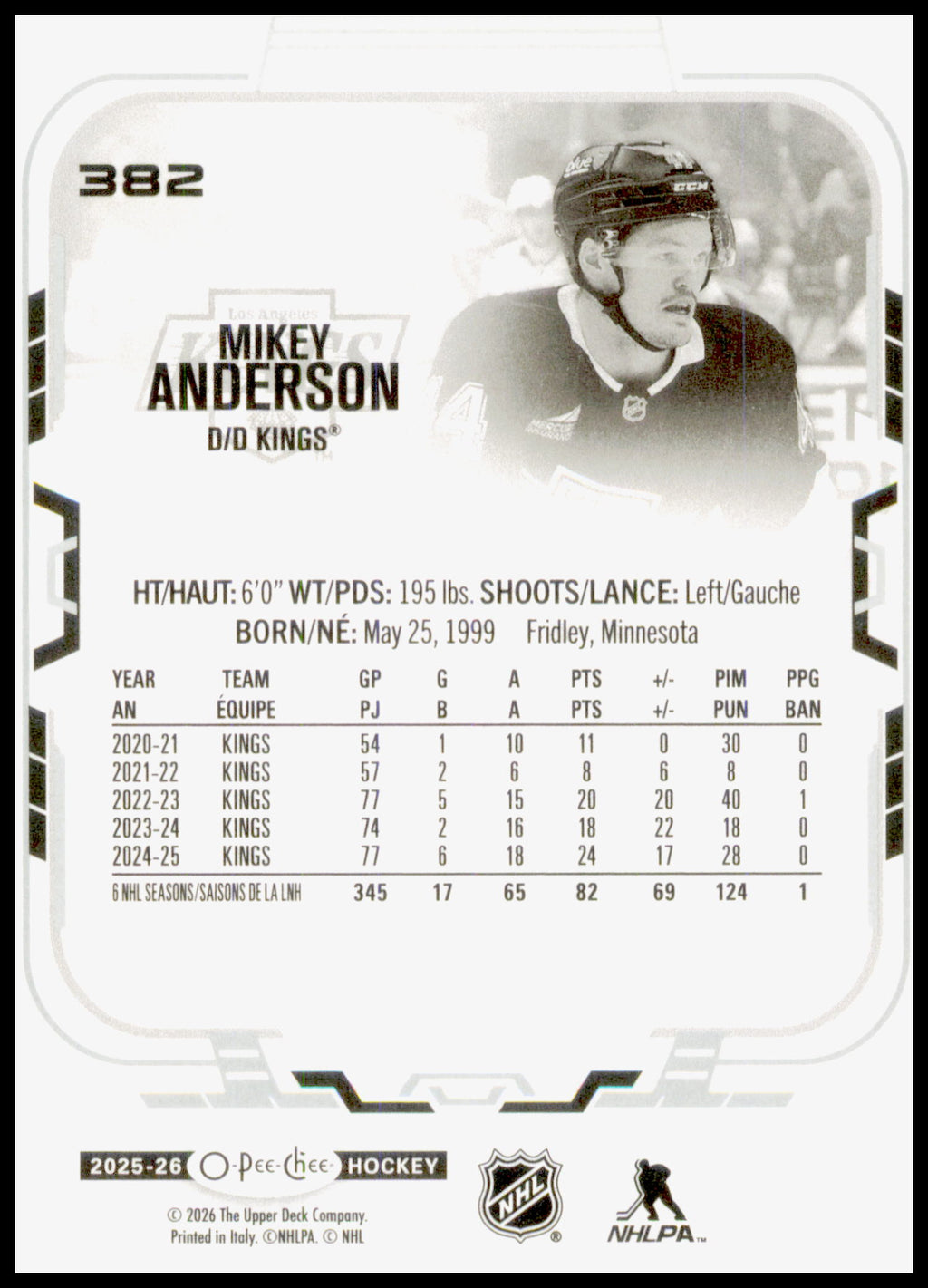 2025-26 O-Pee-Chee #382 Mikey Anderson