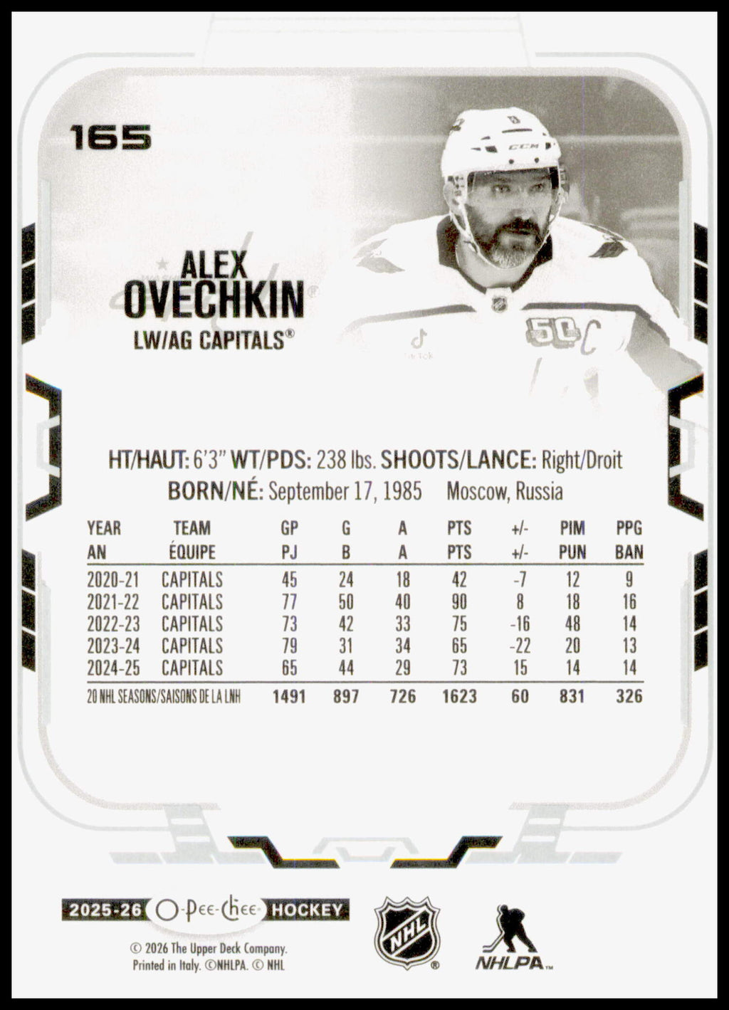 2025-26 O-Pee-Chee #165 Alex Ovechkin