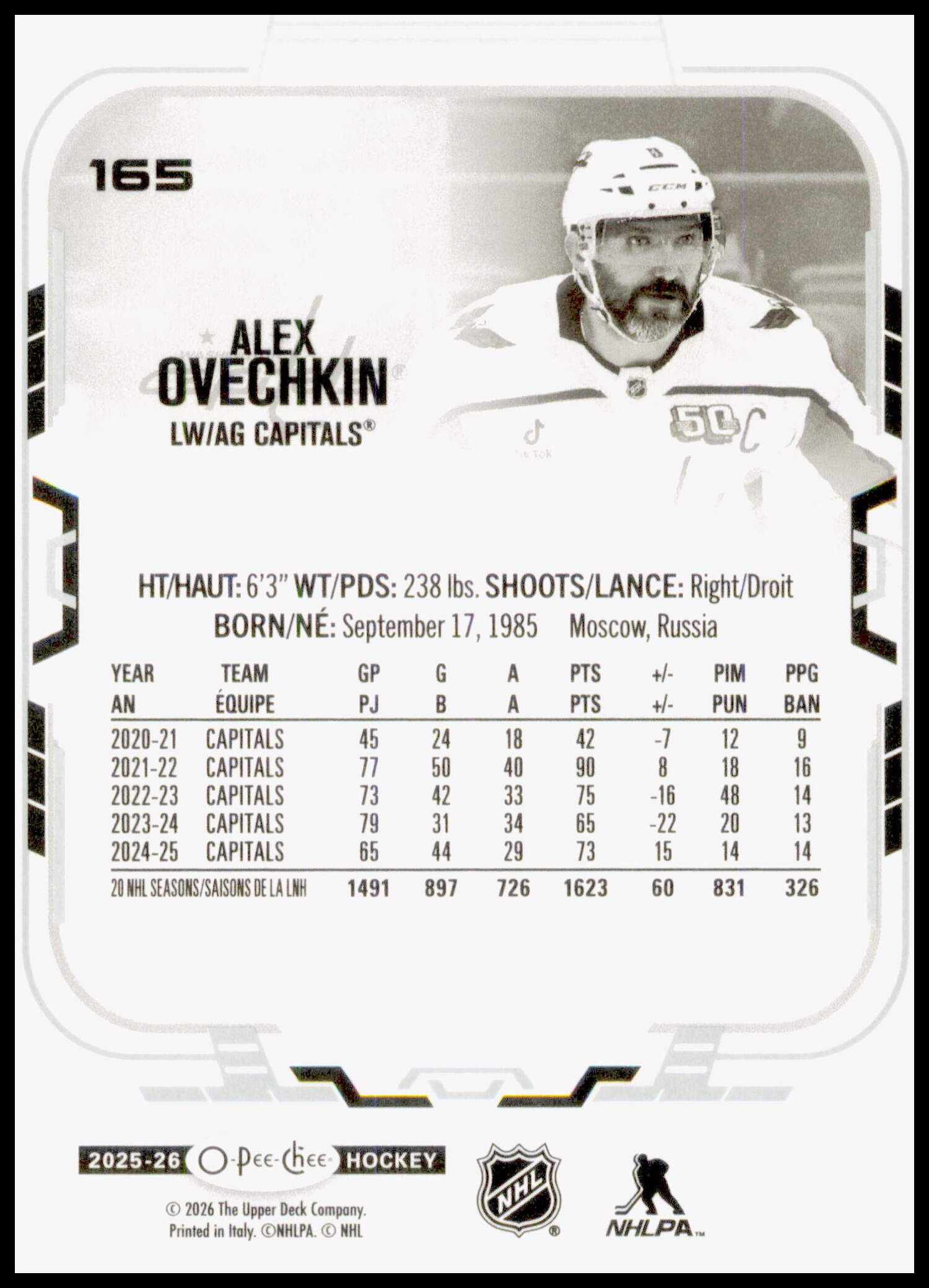 2025-26 O-Pee-Chee #165 Alex Ovechkin