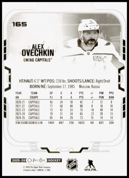 2025-26 O-Pee-Chee #165 Alex Ovechkin