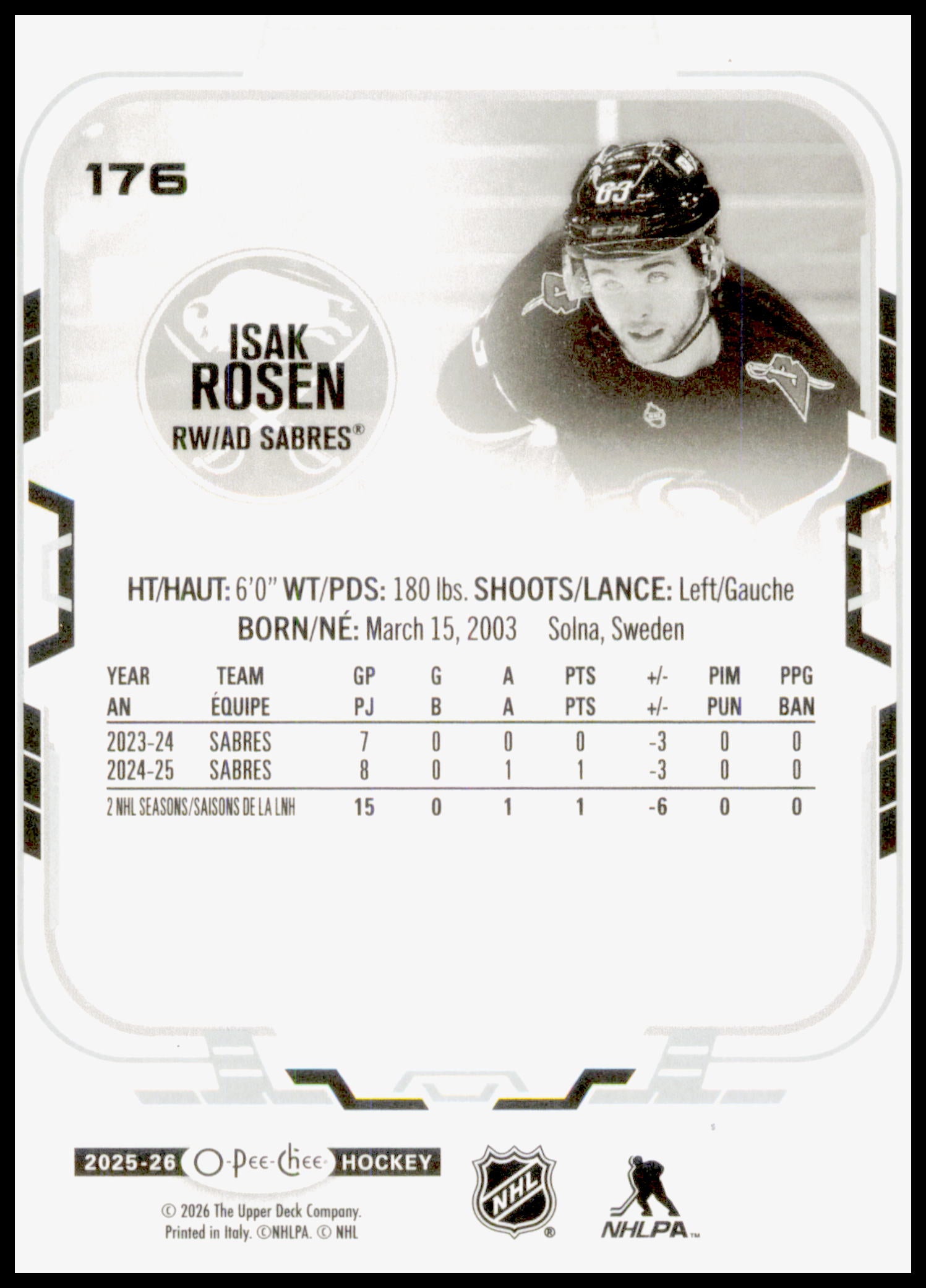 2025-26 O-Pee-Chee #176 Isak Rosen