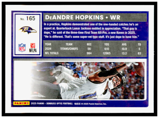 2025 Donruss Optic DeAndre Hopkins Card Baltimore Ravens #165