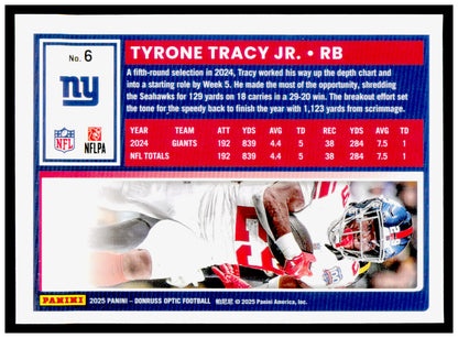 2025 Donruss Optic Tyrone Tracy Jr. Card New York Giants #6