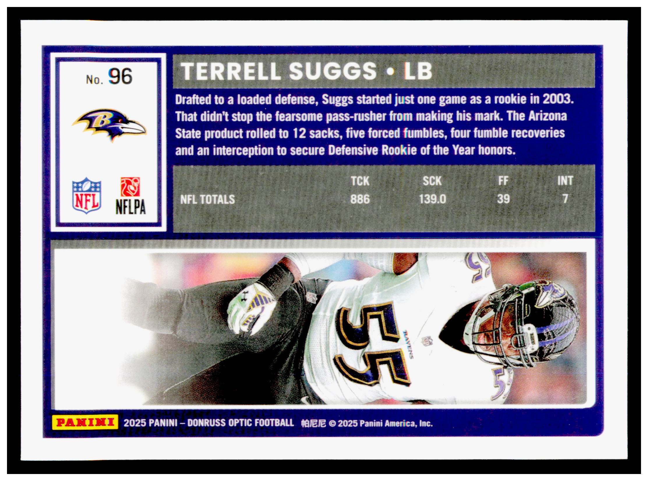 2025 Donruss Optic Terrell Suggs Card Baltimore Ravens #96