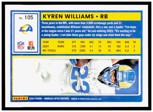 2025 Donruss Optic Kyren Williams Card Los Angeles Rams #105