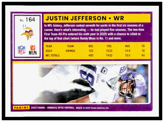 2025 Donruss Justin Jefferson Card Minnesota Vikings #242
