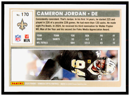 2025 Donruss Optic Cameron Jordan Card New Orleans Saints #170