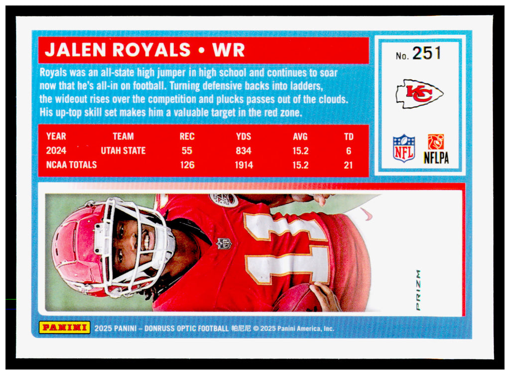 2025 Donruss Optic blue stars #251 Jalen Royals RC
