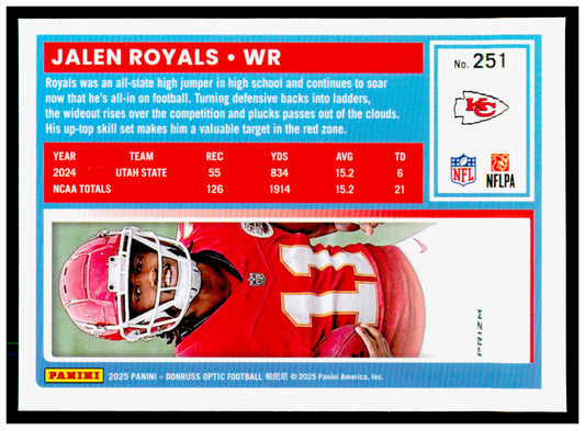 2025 Donruss Optic blue stars #251 Jalen Royals RC