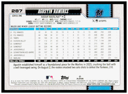2026 Topps Agustin Ramirez Card Walk This Way Miami Marlins #287