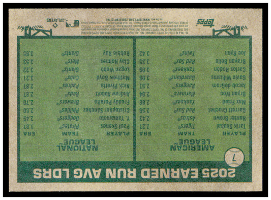 2026 Topps Heritage 2025 ERA Leaders (Tarik Skubal / Paul Skenes) Card #7